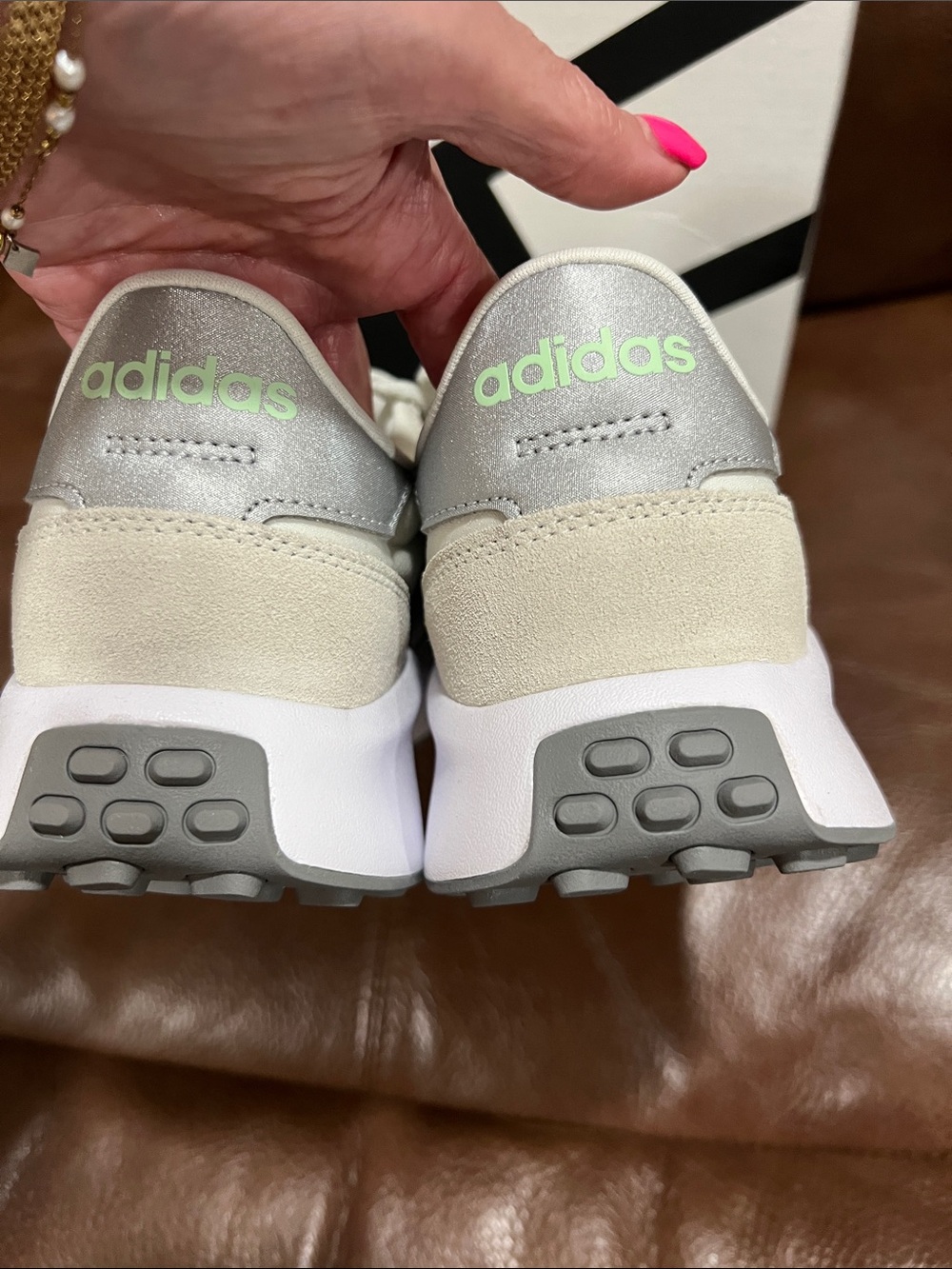 adidas Women’s Run 70s Sneakers in Cream and Light Gray - Picture 4 of 12